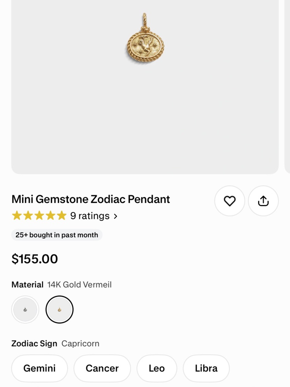 AWE Inspired Mini Gemstone Capricorn Zodiac Pendant - Picture 4 of 6